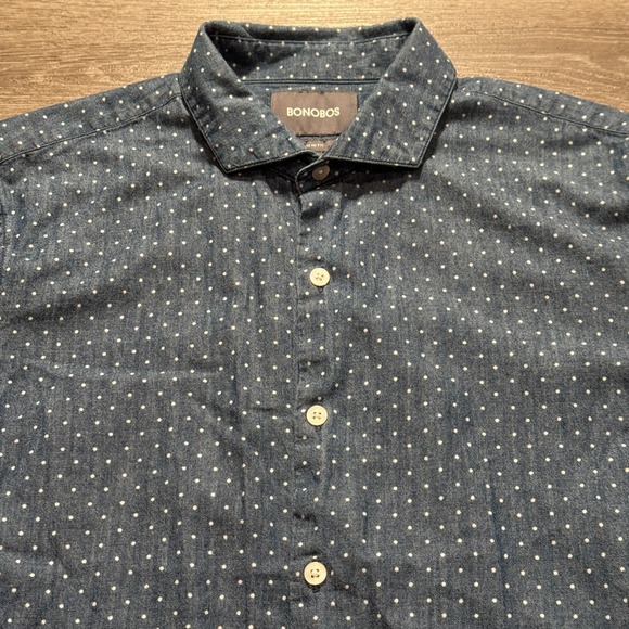 Bonobos Other - Bonobos Shirt Mens Medium Blue Short Sleeve Slim Fit Button Up Cotton Chambray